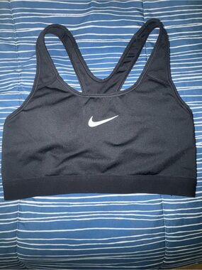 Nike Black Racerback Dri-FIT Sports Bra with White Swoosh